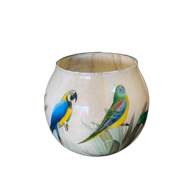 Bring a touch of classic botanical elegance to your decor with this exquisite vintage-style glass hurricane bowl. Crafted...