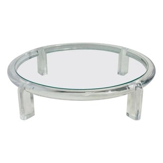 1970s Lucite & Glass Coffee Table Attributed to Karl Springer, Model Mark II For Sale