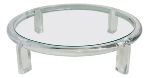 1970s Lucite & Glass Coffee Table Attributed to Karl Springer, Model Mark II