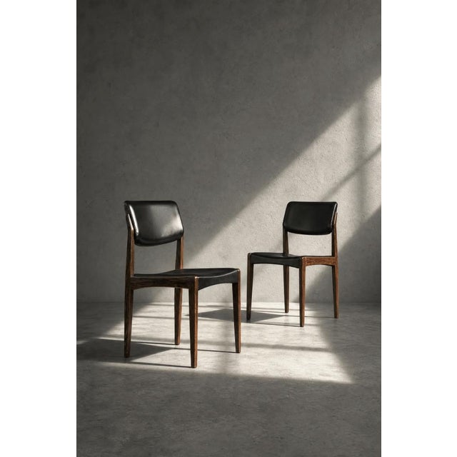 Wood Mid-Century Scandinavian Modern Rosewood and Black Leather Chairs by H.W. Klein for Bramin, 1960s, Set of 3 For Sale - Image 7 of 18