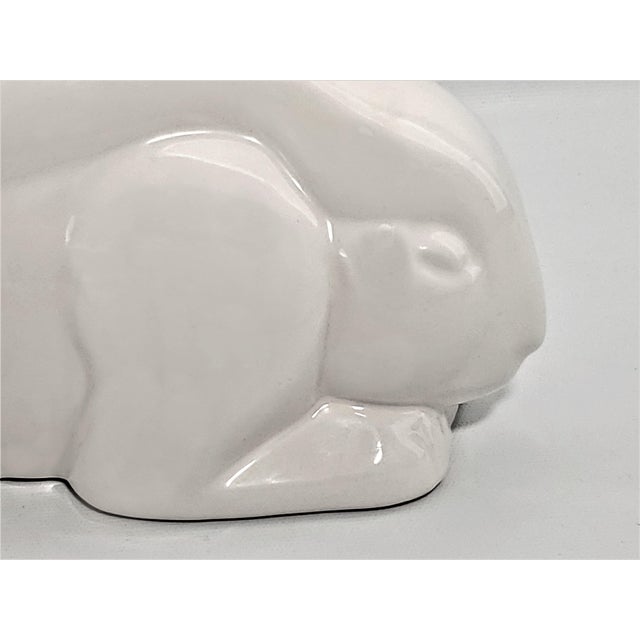1980s Mikasa Art Deco Style White Porcelain Bunny Rabbit Table Sculpture by Larry Laslo - Labeled For Sale - Image 9 of 11