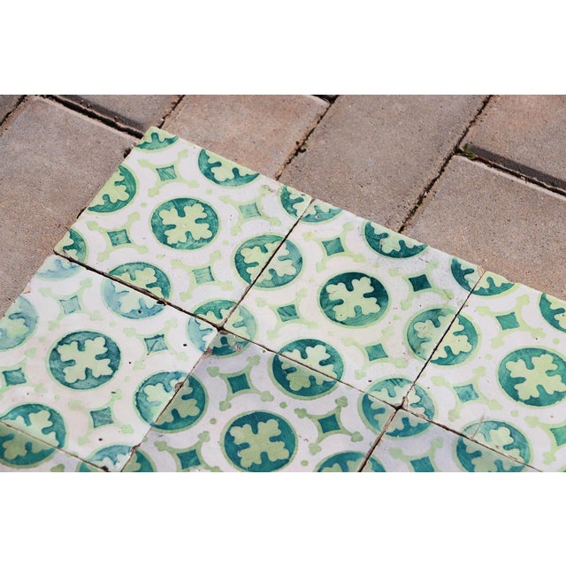 Late 19th Century Dark and Light Green Set of Nineteen Tiles, Portuguese For Sale - Image 15 of 16