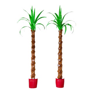 Monumental Custom Metal Tole Palm Tree Architectural Installations – Pair For Sale
