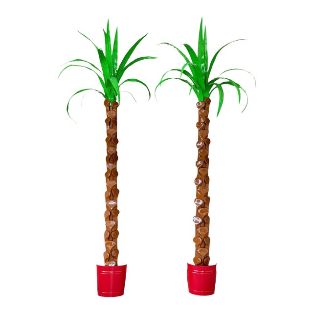 Monumental Custom Metal Tole Palm Tree Architectural Installations – Pair For Sale