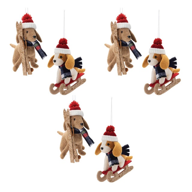 2020s Plush Ski and Sled Dog Ornament (Set of 6) For Sale - Image 5 of 5