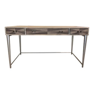 Organic Modern Greige and Gray Wood Writing Desk For Sale