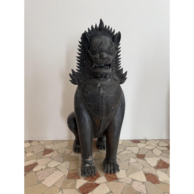 Thai Artist, Guardian Lions, 19th Century, Bronzes, Set of 2 For Sale - Image 17 of 18