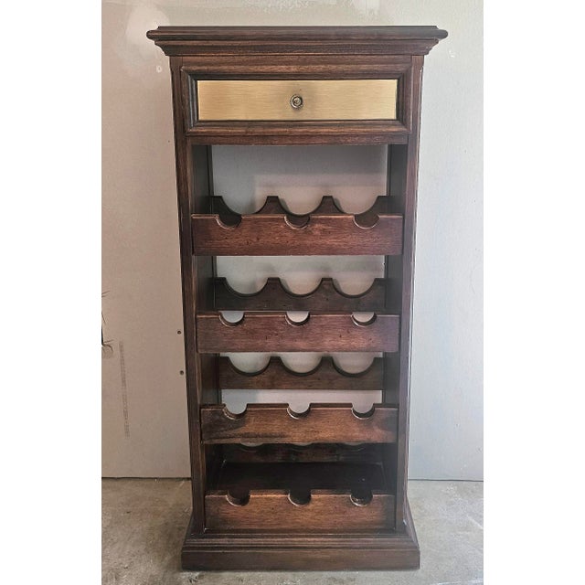 Contemporary Late 20th Century Solid Wood Signed Butler Wine Cabinet/Rack For Sale - Image 3 of 6