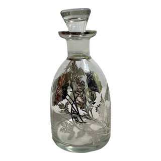 Vintage Silver City Glass "Flanders" Sterling Silver Overlay Decanter For Sale