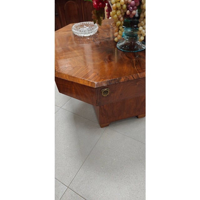 Art Deco Octagonal Walnut Table, 1940s For Sale - Image 10 of 11