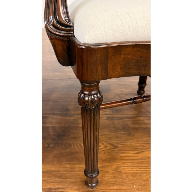 Set of Four Inlaid Shieldback Dining Chairs With Arms - Showroom Samples For Sale - Image 9 of 12