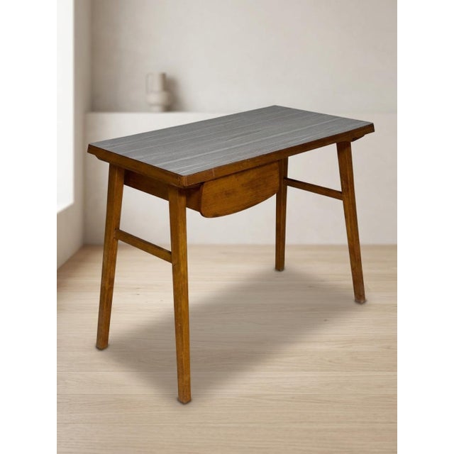 Vintage Brown Wooden Desk, 20th Century For Sale - Image 4 of 9