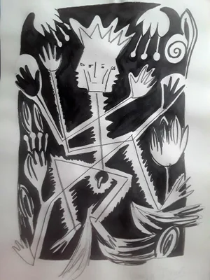 Issaeva-Agenos, King, 2006, Pencil & Ink on Paper