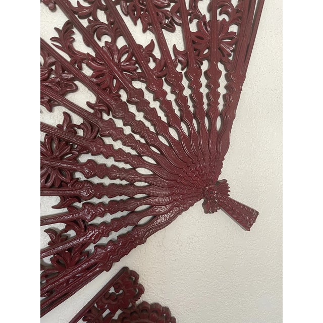 2 Vintage Burwood Homco Asian Wall Plaque Fans For Sale - Image 4 of 10
