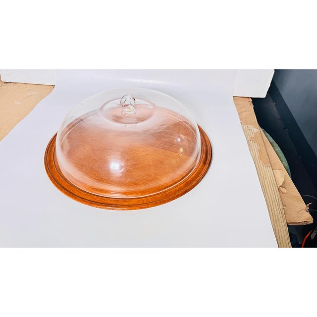 Serving Tray Cloche Plate Bell in Plastic and Wood, France, 1970s For Sale - Image 11 of 12