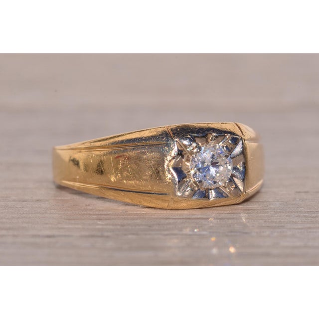 The Holbrook: Gentleman's Yellow Gold and Natural Diamond Ring For Sale - Image 9 of 12