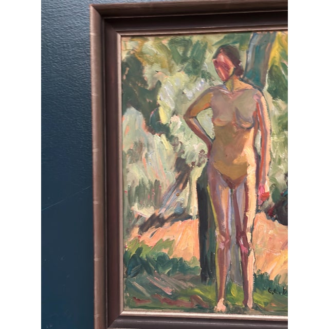 Clara-Eva Dahlbom, Standing Nude Woman, 1960s, Oil on Panel For Sale - Image 4 of 15