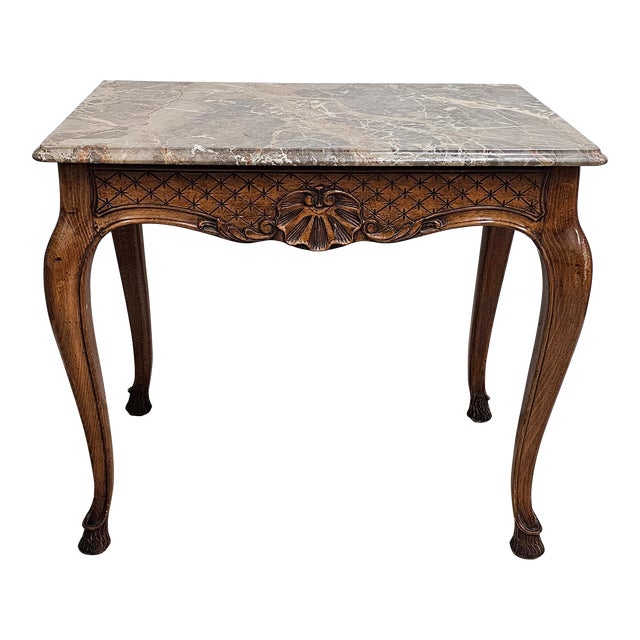 George II Style Carved Mahogany and Breccia Capraia Marble Top Accent Table For Sale