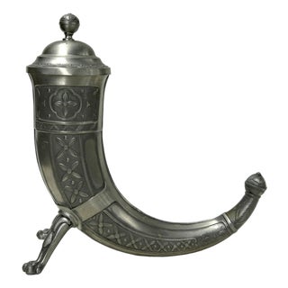 Pewter Decorative Cornucopia Shape Artistic Figure Art For Sale