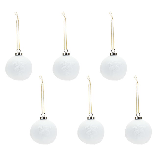 Contemporary Porcelain Pine Cone Ball Ornament (Set of 6) For Sale - Image 3 of 3
