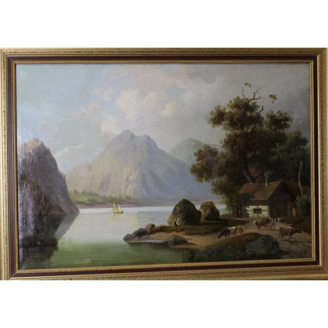 Mountain Landscape, 1800s, Oil on Canvas, Framed For Sale - Image 13 of 13