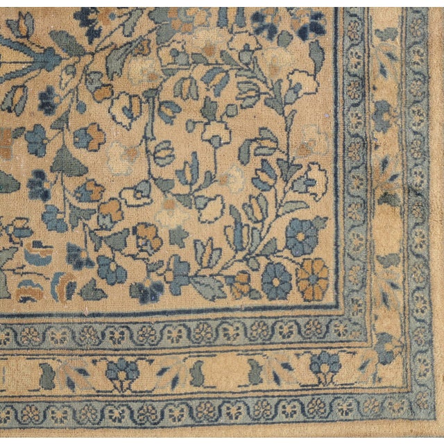 Persian Antique Mashad Persian Carpet, Fine weave, Softs Blues, Beige, Soft Taupe For Sale - Image 3 of 18