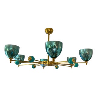 Turquoise Globes Chandelier, 1980s For Sale