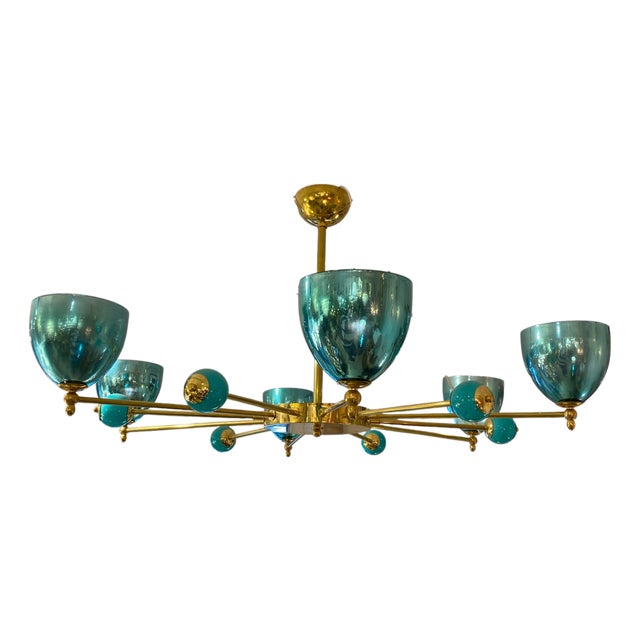 Turquoise Globes Chandelier, 1980s For Sale