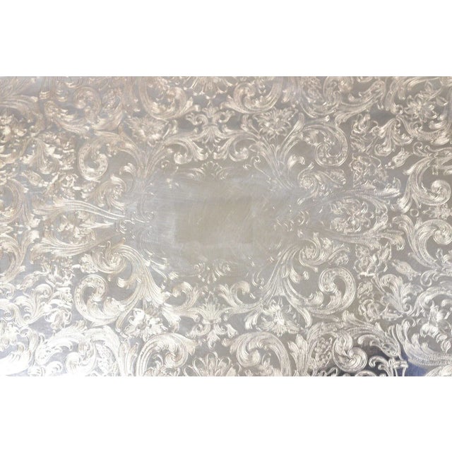 Mid 20th Century Vintage Leonard Regency Style Silver Plated Ornate Serving Platter Tray For Sale - Image 5 of 10