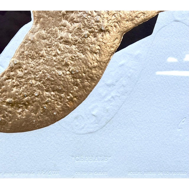 After Georges Braque, Rare 18 Karat Gold Leaf Embossed Etching After Georges Braque l'Oiseau d'Or For Sale In Miami - Image 6 of 8