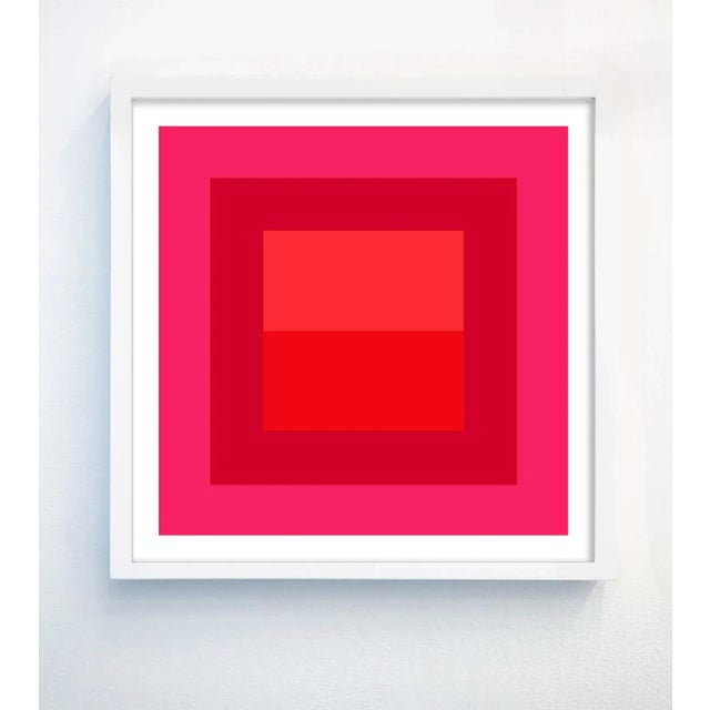 Printmaking Materials Abstract Geometric Color Study Set of 4 Prints in Reds and Pinks - 36" X 36" For Sale - Image 7 of 8