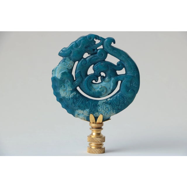 Dragon Ouroboros Lamp Finial on Brass Hardware For Sale - Image 4 of 4