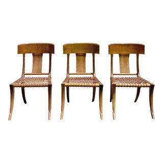 Kreiss Klismos Wood Woven Rope Dining Chairs - Set of 3 For Sale