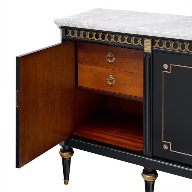 1920s Grande Louis XVI Ebonized Buffet, French Antique, Circa 1920 For Sale - Image 5 of 9