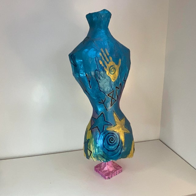 1980s Abstract Post Modern Female Torso Sculptural Painting After Peter Keil For Sale - Image 6 of 11