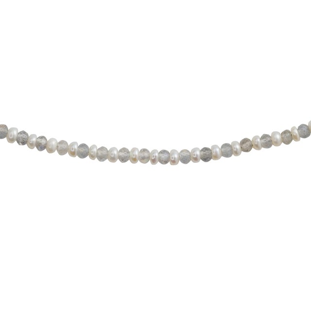 Lustra Tiny Pearl Labradorite Necklace 14k Gold For Sale - Image 10 of 10