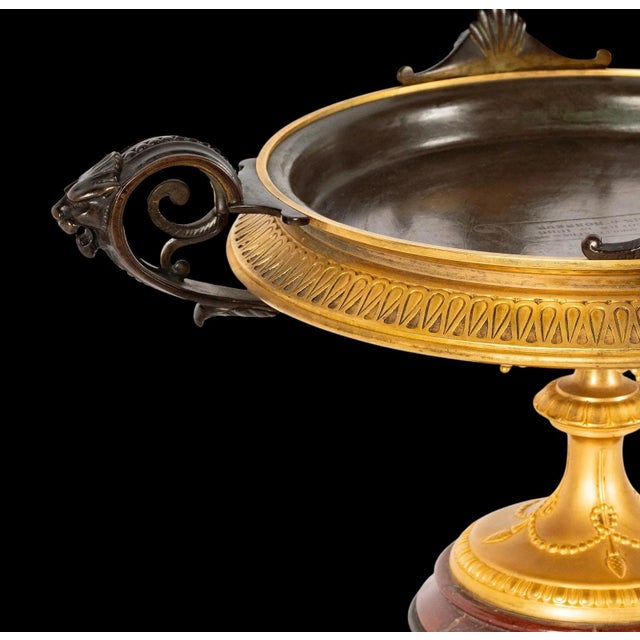 Bronze A 19th Century French Gilt Bronze Mounted Rouge Marble Centerpiece For Sale - Image 8 of 10