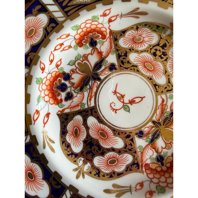 Ceramic A Super Fine Set of 6 Royal Crown Derby Imari Pattern Dessert Plates by Stevenson & Hancock, Circa 1860's For Sale - Image 7 of 17