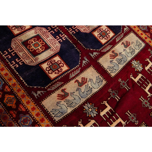 Tribal Vintage Persian Handmade Ruby-Red Tribal Wool Rug For Sale - Image 3 of 10