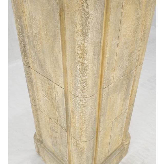 John Dickinson large 19x19 Square Faux Travertine 41" Tall Carved Geometric Decorative Pattern For Sale - Image 4 of 12