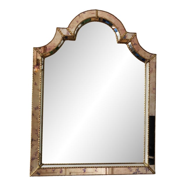 Large Vintage Venetian Brass Mirror – Gold Hollywood Regency, Spanish 1990s For Sale