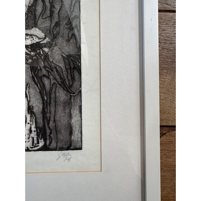 1990s Black and White Etching Abstract Print, Framed For Sale In Los Angeles - Image 6 of 10