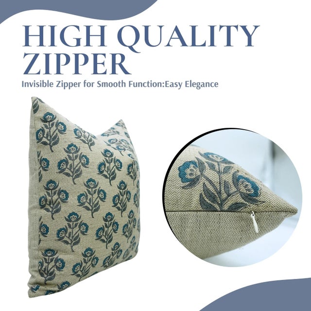 Contemporary Fabdivine Baelpatra Print Linen Blend Cushion Cover- 20x20 For Sale - Image 3 of 5