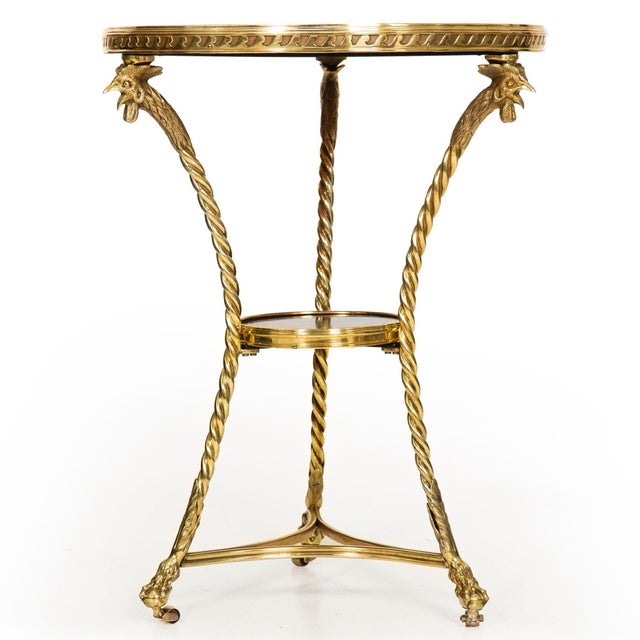 French Neoclassical Bronze "Rooster" Marble Side Table Gueridon For Sale - Image 4 of 16