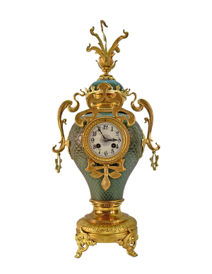 Large Art Nouveau Golden Bronze Clock, 1890s
