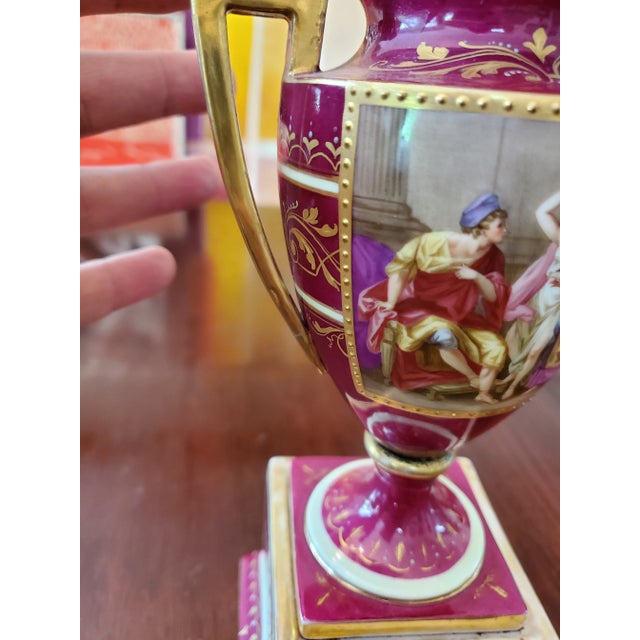 From Vienna Antique Gold Jeweled Royal Vienna Porcelain Urn Allegorical For Sale - Image 4 of 6