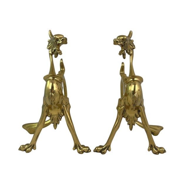 Mid-Century Brass Dragon Andirons - a Pair For Sale In Los Angeles - Image 6 of 6