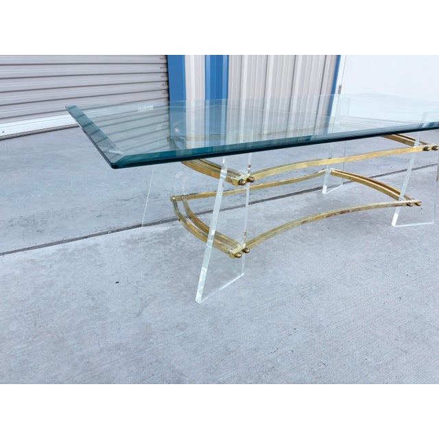 1970s Mid Century Lucite and Glass Coffee Table Styled After Charles Hollis Jones For Sale In Los Angeles - Image 6 of 13