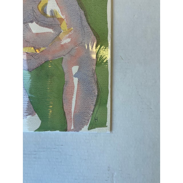 Contemporary Figurative Watercolor Painting, Signed "H", Model Identified as Peter, 2016. For Sale In Seattle - Image 6 of 6