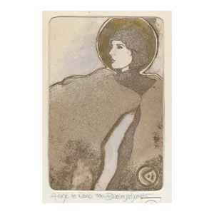1970s Dawn Marie Art Nouveau Style Etching